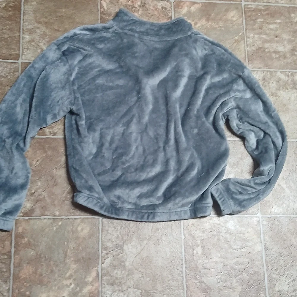 Disney Mickey and Friends Plush Cropped Gray Zip-Up Pullover - Picture 4 of 5
